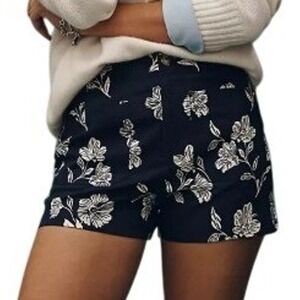 Anthropologie Maeve Womens 32 Linen Blend The Colette Shorts in Blue Motif NWT
